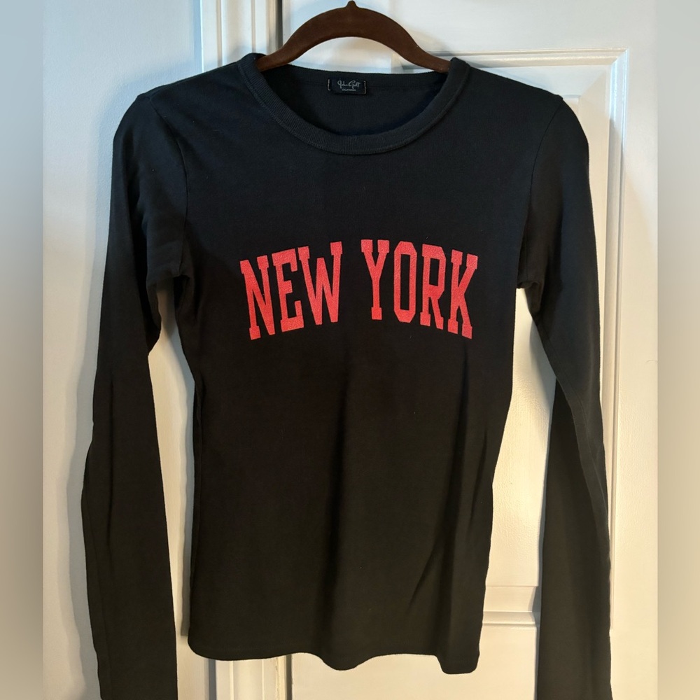 Brandy Melville Women’s Long Sleeve Shirt - New York Black/Red